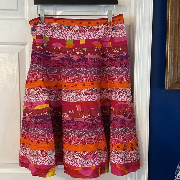 NWOT Women’s Asha Bohemian Style Layered Patchwork A Line Cotton Skirt Sz L - Picture 5 of 7